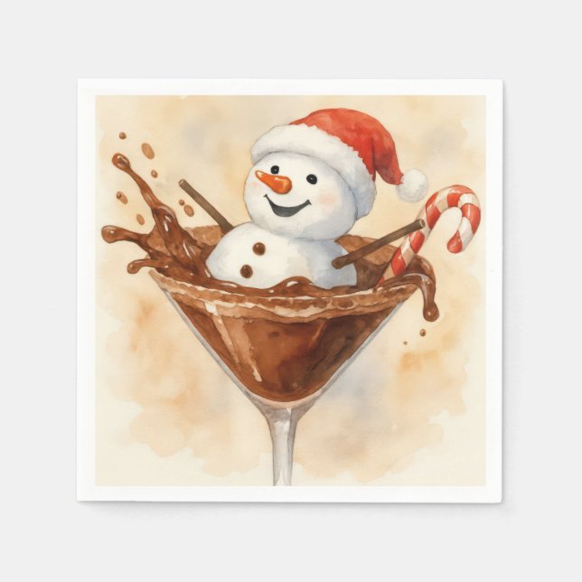 Guardanapo De Papel Christmas Snowman In a Chocolate Martini (Frente)