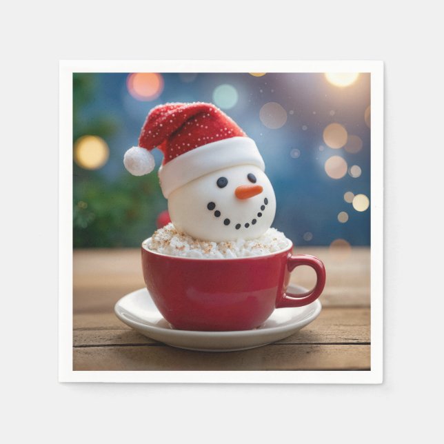 Guardanapo De Papel Christmas Snowman In Hot Cocoa (Frente)