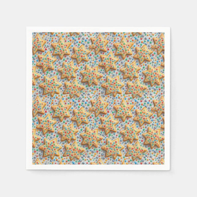 Guardanapo De Papel Christmas Star Sugar Cookies With Sprinkles (Frente)
