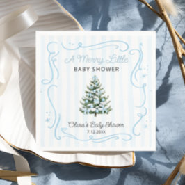 Guardanapo De Papel Christmas Tree Blue Winter Baby Shower