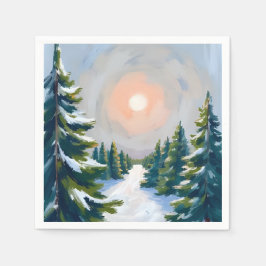 Guardanapo De Papel Christmas Tree Farm Watercolor Painting Holiday