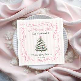 Guardanapo De Papel Christmas Tree Pink Winter Baby Shower