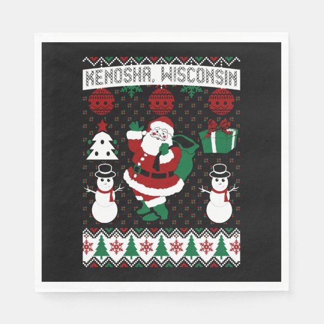 Guardanapo De Papel Christmas Ugly Sweater Kenosha Wisconsin (Frente)