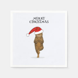 Guardanapo De Papel Christmas yoga cat your text