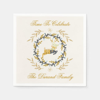 Guardanapo De Papel Christmastime Deer with Wreath Yellow Cream