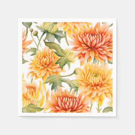 Guardanapo De Papel Chrysanthemum De Aquarela Elegante