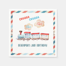 Guardanapo De Papel Chugga Choo Vintage Train Boy Red Blue Birday