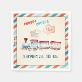 Guardanapo De Papel Chugga Choo Vintage Train Boy Red Blue Birday