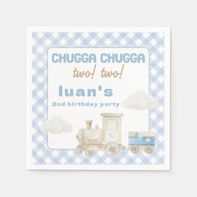 Guardanapo De Papel Chugga Chugga Train Birthday  (Frente)