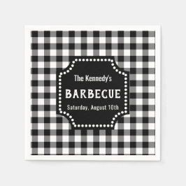 Guardanapo De Papel Churrasco De Gingham Preto E Branco