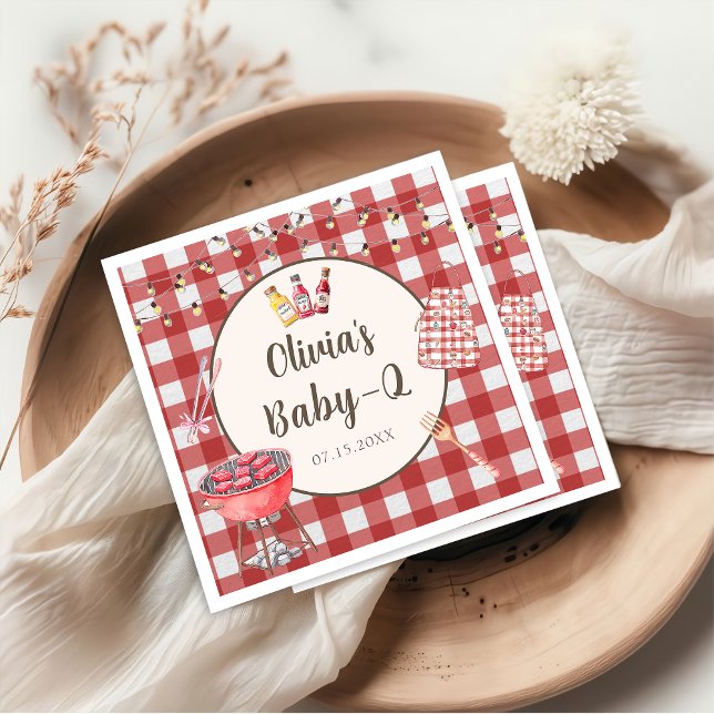 Guardanapo De Papel Churrasco de quintal vermelho Baby Q Chá de fralda (Criador carregado)