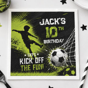 Guardanapo De Papel Chute Inicial Verde Neon no Futebol de Aniversário