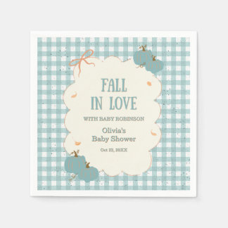 Guardanapo De Papel Chuva Azul Gingham Outono Enamorada Chás de Bebê