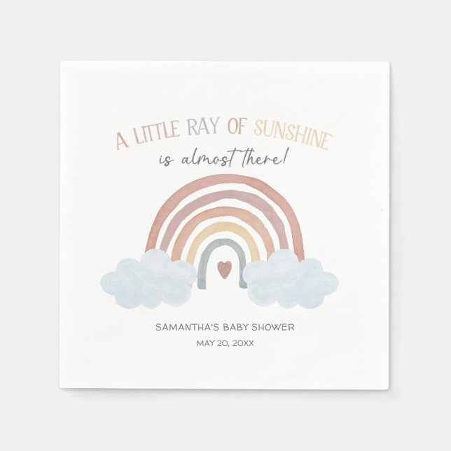 Guardanapo De Papel Chuva de Amor Boho Baby Shower (Frente)