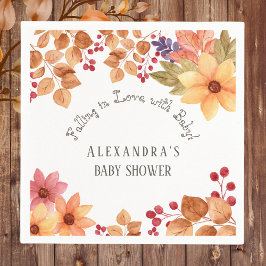Guardanapo De Papel Chuva de Amor Floral Outono Baby Shower