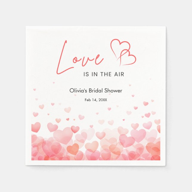 Guardanapo De Papel Chuva de Amor Rosa e Vermelho para Chá de Noiva (Frente)