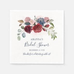 Guardanapo De Papel Chuva de Arroz Burgundy Floral Rústica Personaliza