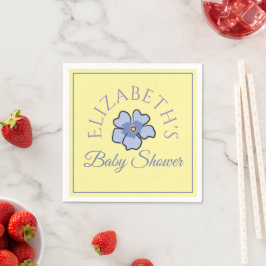 Guardanapo De Papel Chuva de Bebê Amarela Floral Caprichosa Personaliz
