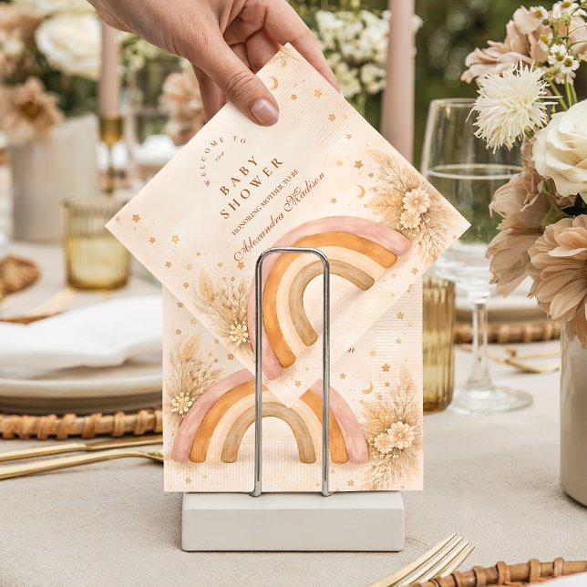 Guardanapo De Papel Chuva de Bebê Arco-íris Boho Neutro (Criador carregado)
