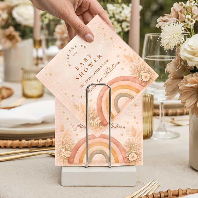 Guardanapo De Papel Chuva de Bebê Arco-Íris Boho Terracota Chuva de Be (Criador carregado)