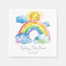 Chuva de Bebê Arco-Íris em Aquarela