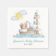 Chuva de Bebê Barco Aguarela Urso Náutico