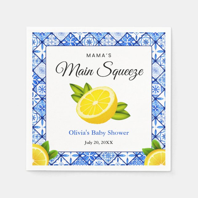 Guardanapo De Papel Chuva de Bebê Blue Tile Lemon Mama's Main Squeeze (Frente)