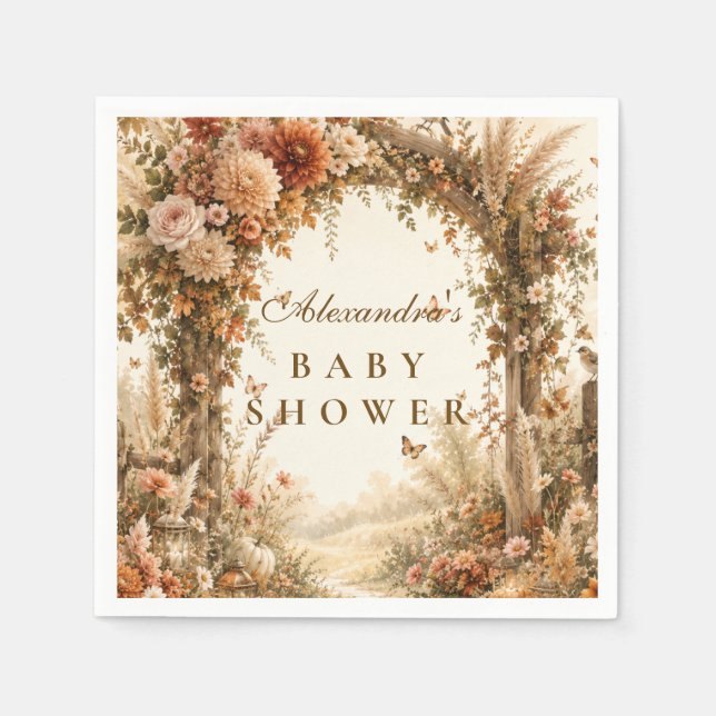 Guardanapo De Papel Chuva de Bebê Boho Outono Elegante (Frente)
