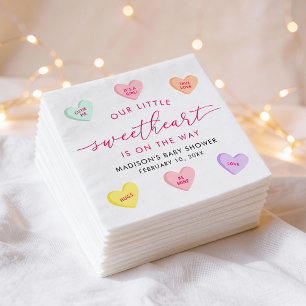 Guardanapo De Papel Chuva de Bebê Candy Hearts Nosso Pequeno Amor