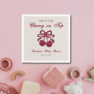 Guardanapo De Papel Chuva de Bebê Cereja Burgundy no Topo