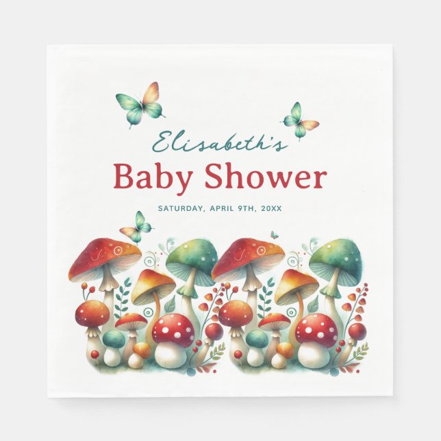 Guardanapo De Papel Chuva de Bebê Cogumelo Floresta Caprichosa (Frente)