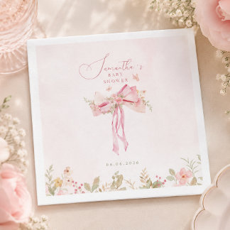 Guardanapo De Papel Chuva de Bebê Coquette Arco Rosa Floral