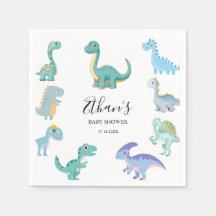 Chuva de Bebê de Dinossauro Elegante Branco