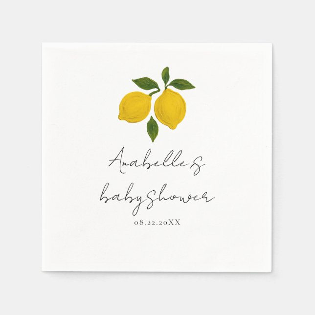 Guardanapo De Papel Chuva de Bebê de Limão Amarelo Simples Moderno (Frente)