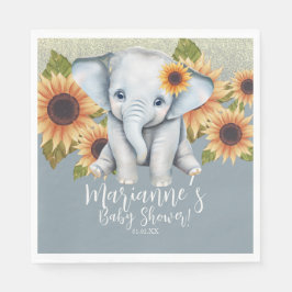 Guardanapo De Papel Chuva de Bebê Elefante Girassol Brilho Azul Poeire