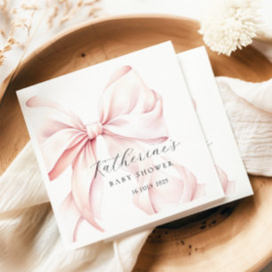 Guardanapo De Papel Chuva de Bebê Elegante com Laço Rosa