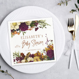 Guardanapo De Papel Chuva de bebê elegante floral rústica outono