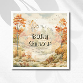 Guardanapo De Papel Chuva de Bebê em Aquarela de Floresta Elegante de 