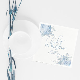 Guardanapo De Papel Chuva de Bebê Floral Azul Bebê em Flor