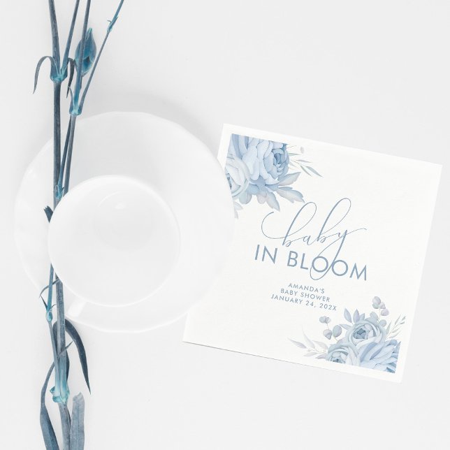 Guardanapo De Papel Chuva de Bebê Floral Azul Bebê em Flor (Criador carregado)