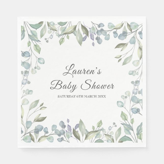 Guardanapo De Papel Chuva de Bebe Floral Country / Greenery (Frente)