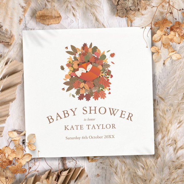 Guardanapo De Papel Chuva de Bebê Floresta de Raposa Fofa (Cute Fox Cub Woodland Baby Shower Napkins)