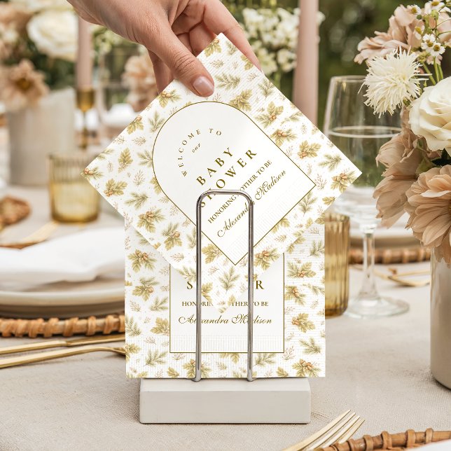 Guardanapo De Papel Chuva de Bebê Folhas Elegantes da Floresta (Criador carregado)