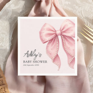 Guardanapo De Papel Chuva de Bebê Laço Rosa Elegante