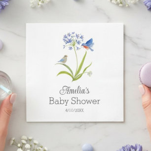 Guardanapo De Papel Chuva de Bebê Lírio com Mãe e Bebê do Pássaro Azul