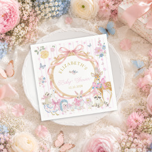 Guardanapo De Papel Chuva de Bebê Menina Animais Florestais Caprichoso