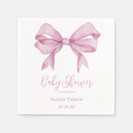 Guardanapo De Papel Chuva de Bebê Menina com Laço Rosa