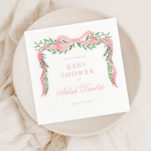 Chuva de Bebê Menina com Laço Rosa Elegante e Folh