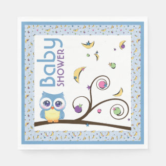 Guardanapo De Papel Chuva de Bebê Menina Coruja Azul Celestial Lua Est