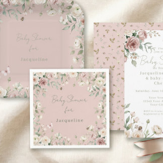 Guardanapo De Papel Chuva de Bebê Menina para Abelha Rosa Floral Paste